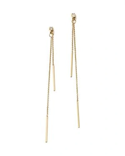Shop Zoë Chicco 14k Yellow Gold Bar Drop Earrings With Diamonds In White/gold