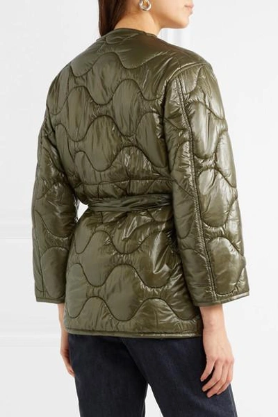 Shop Nili Lotan Varick Quilted Shell Jacket In Army Green
