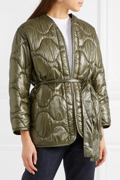 Shop Nili Lotan Varick Quilted Shell Jacket In Army Green