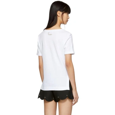 Shop Fendi White Karlito Glitter T-shirt
