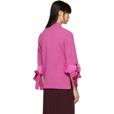Shop Fendi Pink Fur-trimmed Cashmere Turtleneck