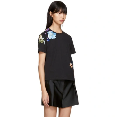Shop 3.1 Phillip Lim / フィリップ リム 3.1 Phillip Lim Black Floral Applique T-shirt In Ba001 Black