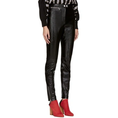 Shop 3.1 Phillip Lim Black Patent Leather Ankle Zip Leggings In Ba001 Black