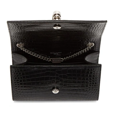 Shop Saint Laurent Black Croc Small Kate Tassel Chain Bag