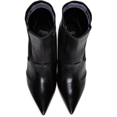 Shop Fendi Black Logo Pointed Toe Boots