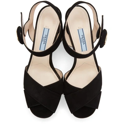 Shop Prada Black Suede Platform Sandals In F0002 Black