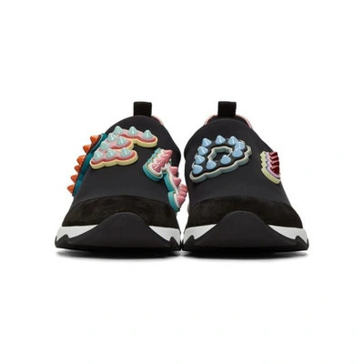 Shop Fendi Black Rainbow Logo Slip-on Sneakers In F1129 Black