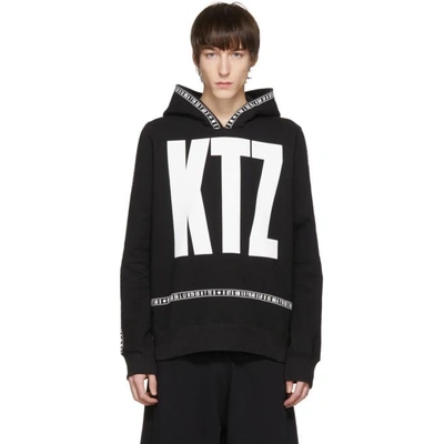 Shop Ktz Black Letter Logo Hoodie In Black / White