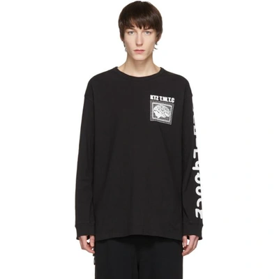 Shop Ktz Black Long Sleeve Brain T-shirt In Black / White