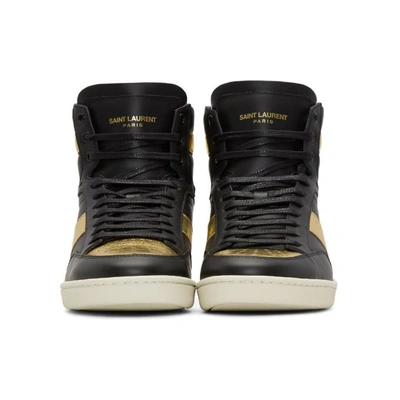 Shop Saint Laurent Black & Gold Court Classic Sl/10h High-top Trainers