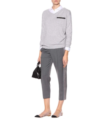 Shop Brunello Cucinelli Cropped Wool Trousers In Grey