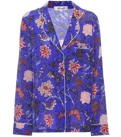 Shop Diane Von Furstenberg Printed Silk Top In Blue