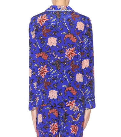 Shop Diane Von Furstenberg Printed Silk Top In Blue