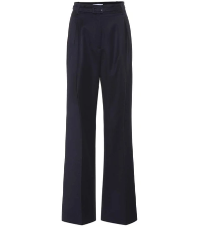 Shop Gabriela Hearst Dora High-waisted Wool Trousers In Blue