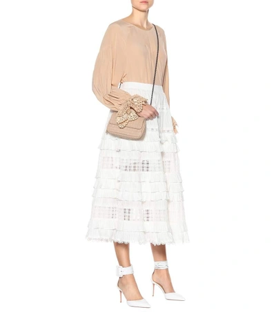 Shop Zimmermann Corsair Cotton Midi Skirt In Ivory Corsair