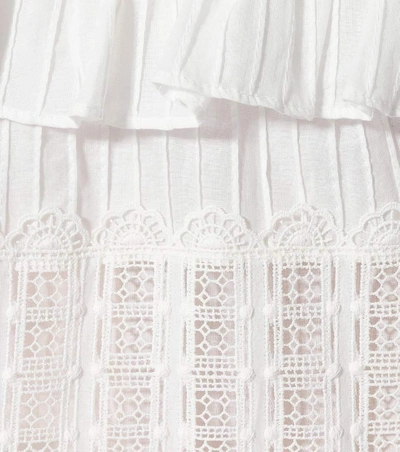 Shop Zimmermann Corsair Cotton Midi Skirt In Ivory Corsair