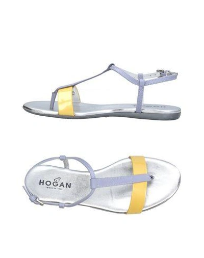 Shop Hogan Woman Thong Sandal Yellow Size 5.5 Leather