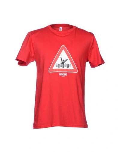Shop Moschino Swim T-shirts In Red