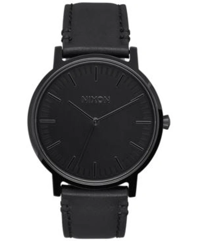 Shop Nixon Men's Porter Leather Strap Watch 40mm In Black