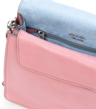 Shop Prada Embellished Leather Shoulder Bag In Pink