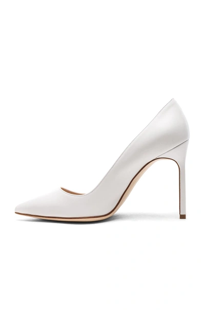 Manolo Blahnik Kifat 70 Embellished Satin Pumps In White Leather