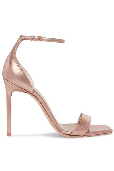 Shop Saint Laurent Amber Metallic Leather Sandals In Pink