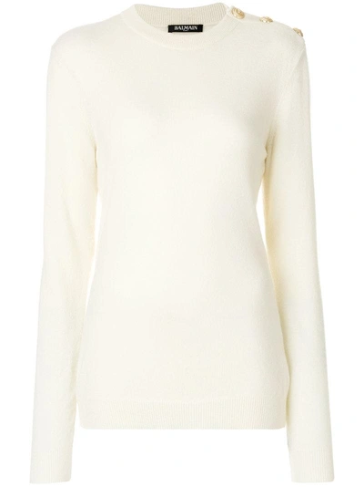 Shop Balmain Button Embellished Jumper