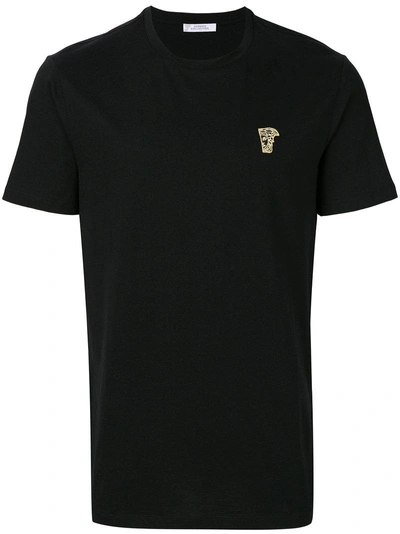 Shop Versace Collection Medusa Embroidered T-shirt - Black