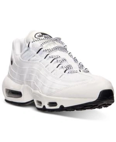 Shop Nike Men's Air Max 95 Running Sneakers From Finish Line In White/black/black