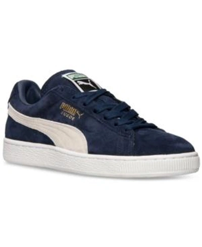 Shop Puma Men's Suede Classic+ Casual Sneakers From Finish Line In Peacoat Navy/white