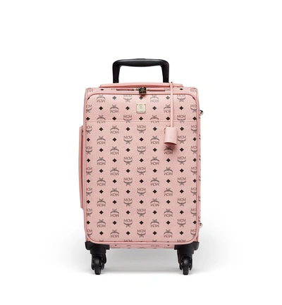 Shop Mcm Traveler Cabin Trolley In Visetos In Soft Pink