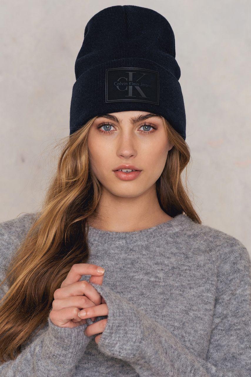 calvin klein black beanie