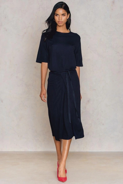 Filippa K Double Wrap Jersey Dress - Navy | ModeSens