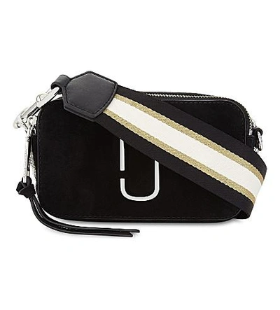 Shop Marc Jacobs Snapshot Nubuck And Leather Cross-body Bag In Black