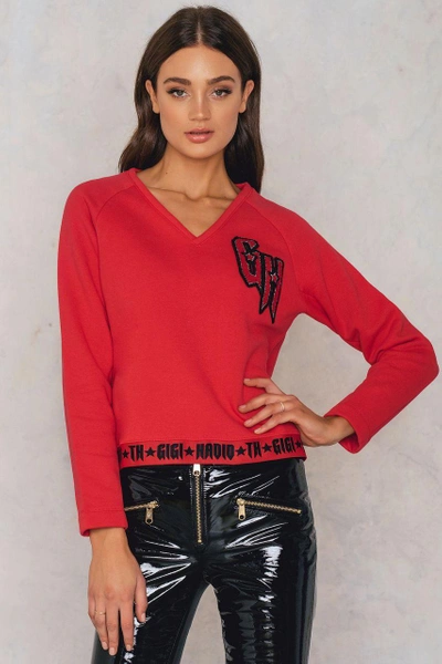 Tommy Hilfiger Gigi Hadid V-neck Sweatshirt - Red | ModeSens