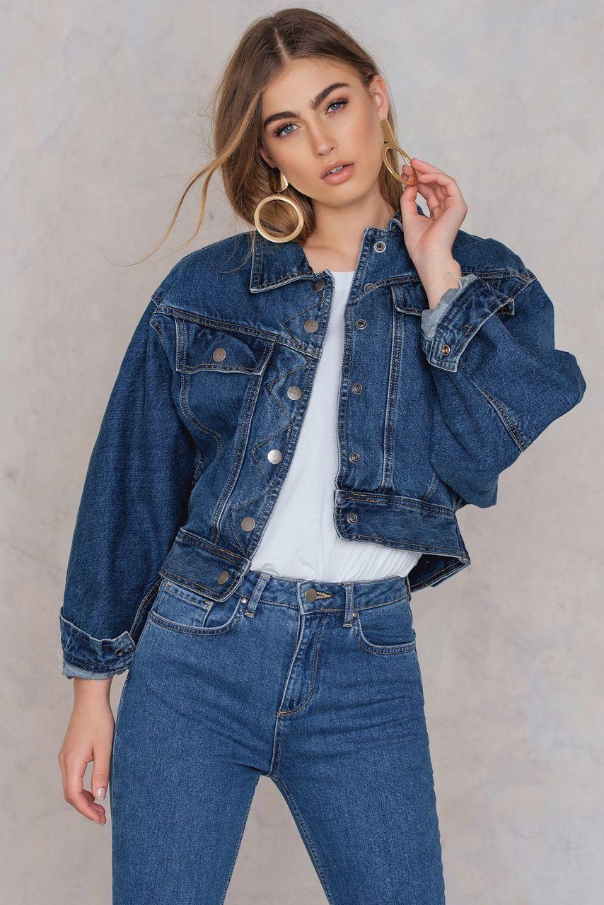 cropped batwing denim jacket