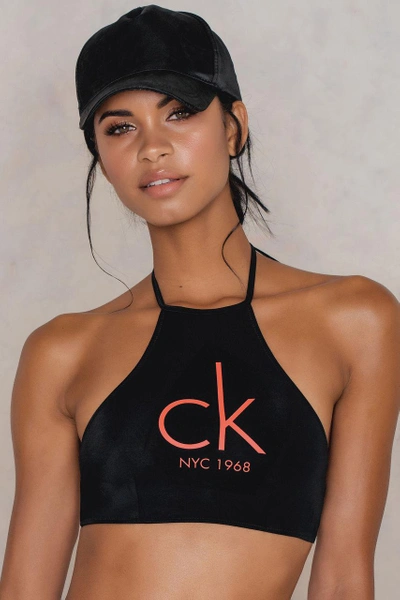 Calvin Klein High Neck Crop Top - Black | ModeSens