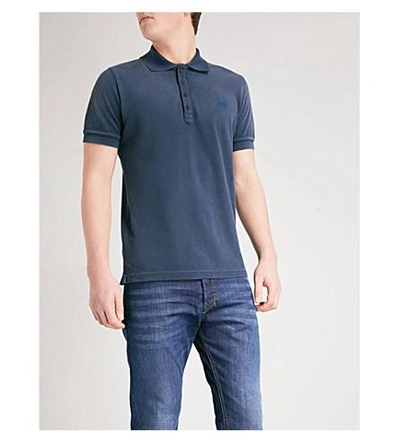 Shop Diesel T-night Cotton-piqué Polo Shirt In Total Eclipse