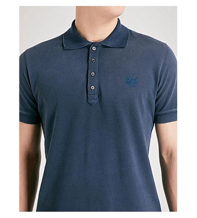 Shop Diesel T-night Cotton-piqué Polo Shirt In Total Eclipse