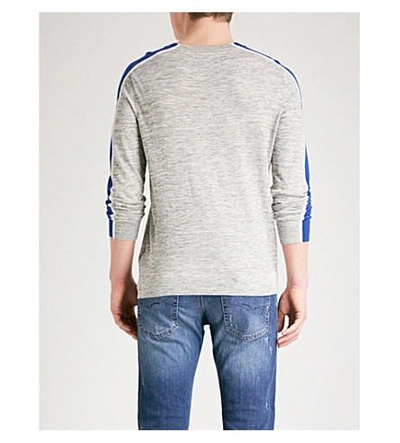 Shop Diesel K-tape Knitted Cotton-blend Sweater In Light Grey Melange
