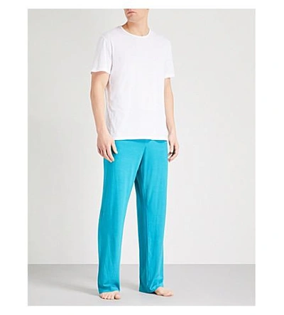 Shop Derek Rose Basel Stretch-jersey Pyjama Bottoms In Teal