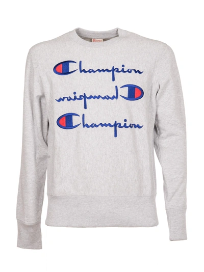 Shop Champion Logo Printed Sweatshirt In Grey