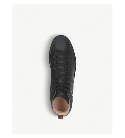 Shop Gucci Major Wolf-embroidered Leather High-top Trainers In Black