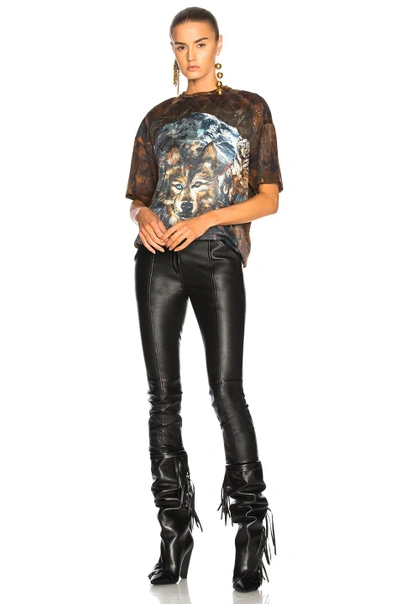 Shop Balmain Oversized Wolf Tee In Animal Print,brown