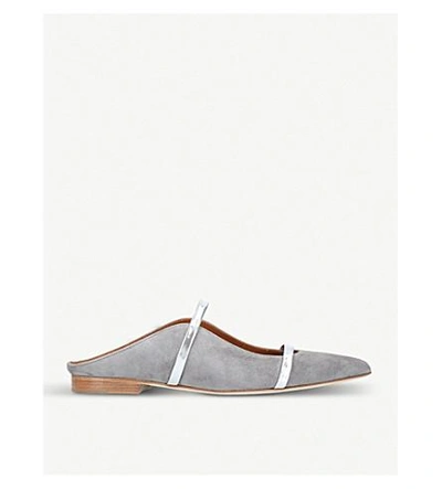 Shop Malone Souliers Maureen Suede Flats In Grey/d.cmb