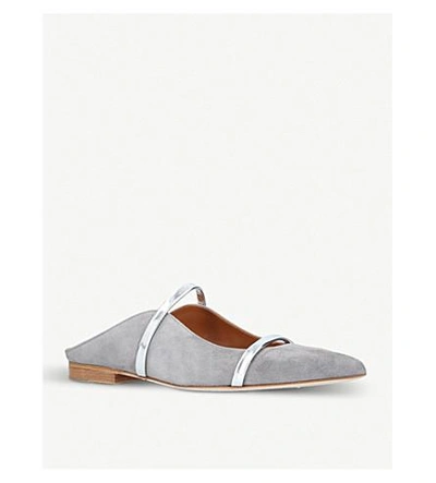 Shop Malone Souliers Maureen Suede Flats In Grey/d.cmb