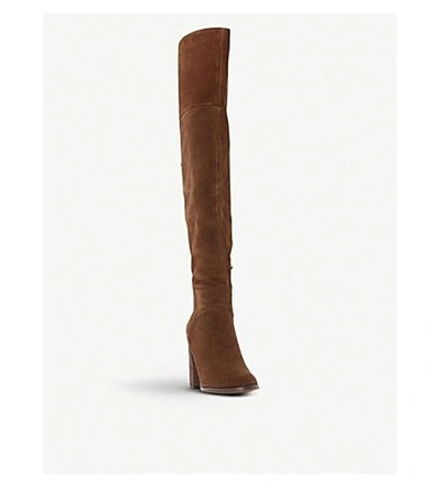 Shop Steve Madden Novela Suede Over-the-knee Boots In Tan-suede