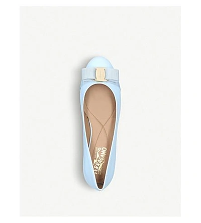 Shop Ferragamo Varina Patent Leather Ballerina Flats In Pale Blue