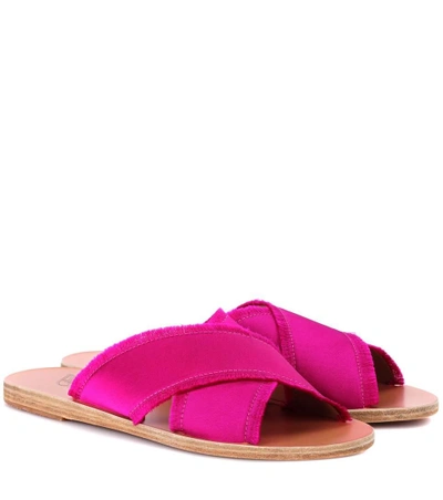 Shop Ancient Greek Sandals Thais Satin Slides In Pink