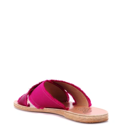 Shop Ancient Greek Sandals Thais Satin Slides In Pink